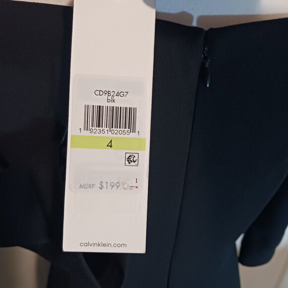 NEW Calvin Klein Off-The-Shoulder High-Low Dress Black Beading Detail Size 4 - Picture 12 of 16